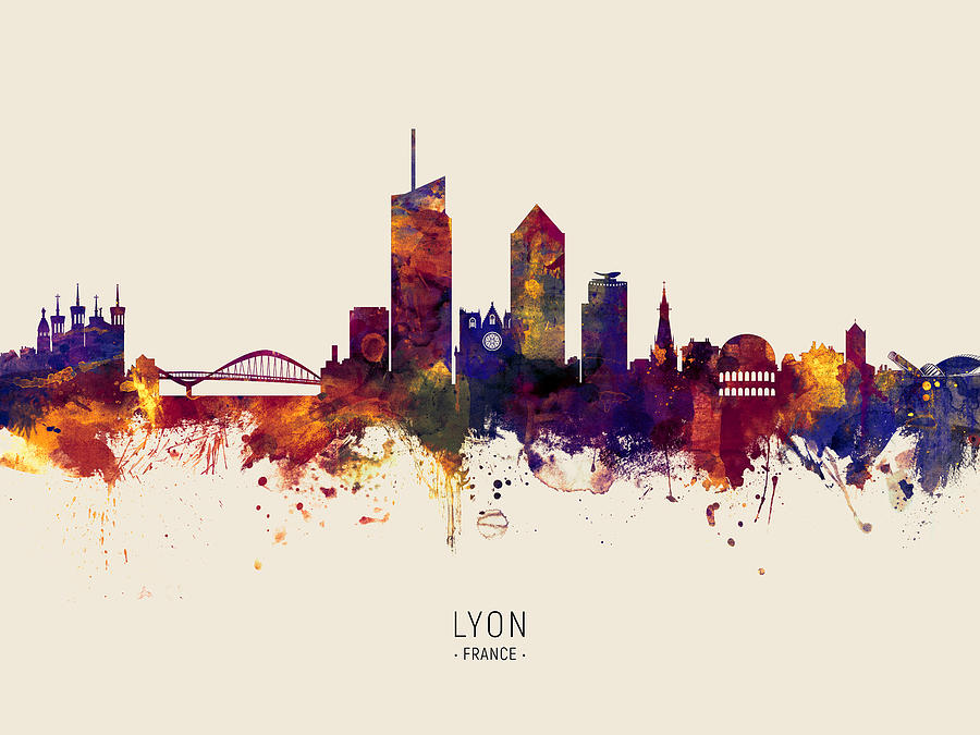 Skyline Digital Art - Lyon France Skyline #32 by Michael Tompsett