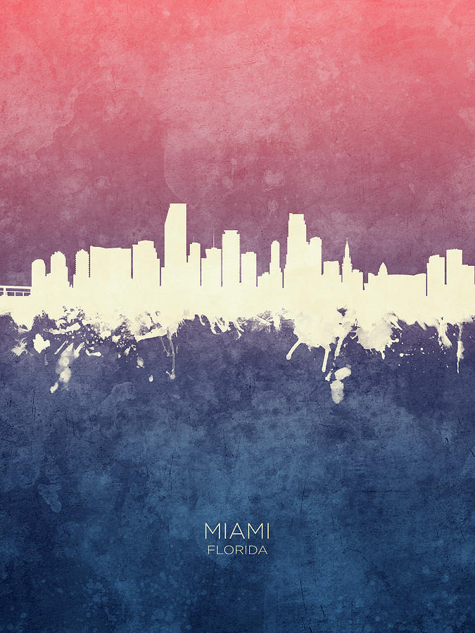 Miami Florida Skyline #32 Digital Art by Michael Tompsett