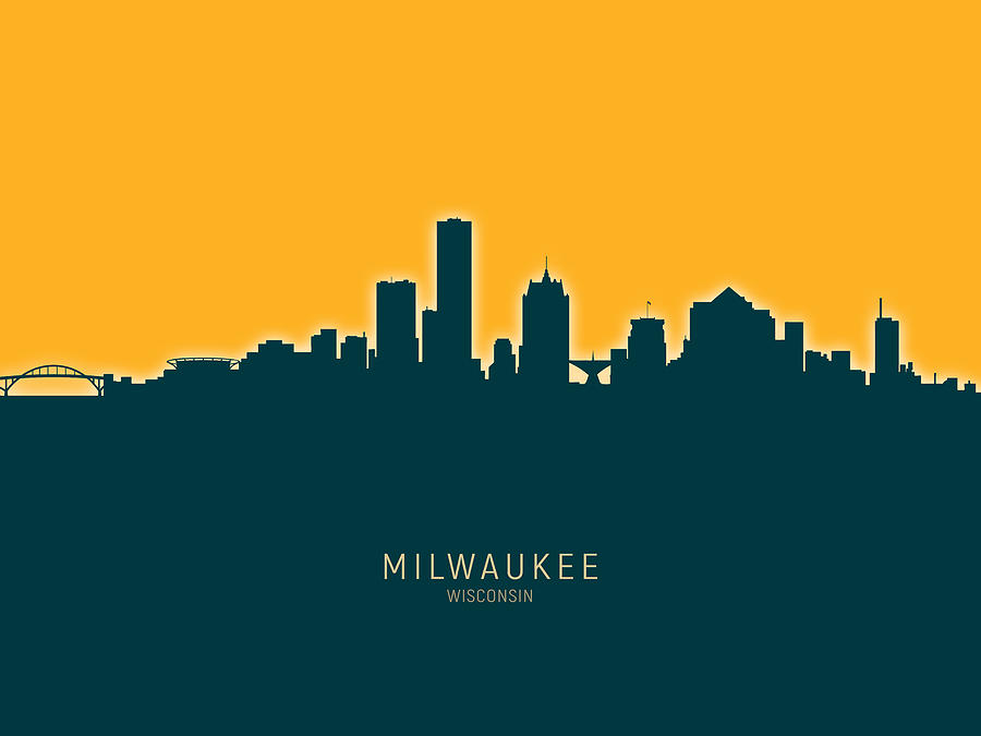 Milwaukee Digital Art - Milwaukee Wisconsin Skyline #32 by Michael Tompsett