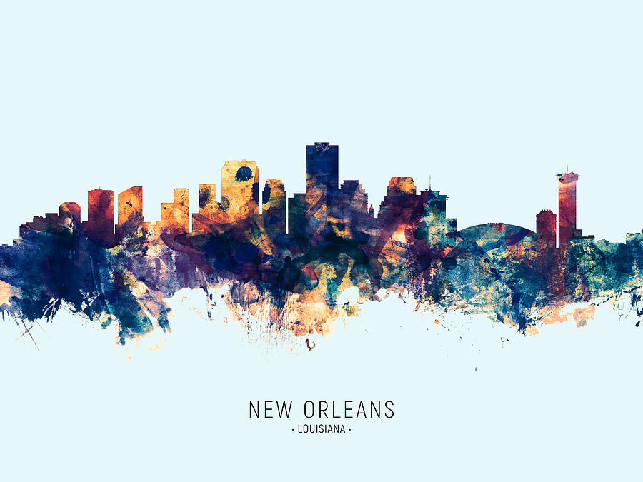 New Orleans Digital Art - New Orleans Louisiana Skyline #32 by Michael Tompsett