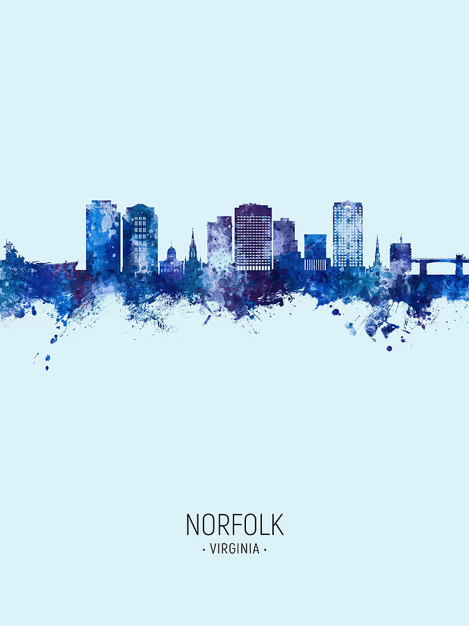 Norfolk Virginia Skyline #13 Digital Art by Michael Tompsett