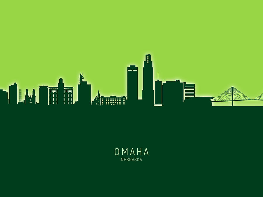Omaha Digital Art - Omaha Nebraska Skyline #32 by Michael Tompsett