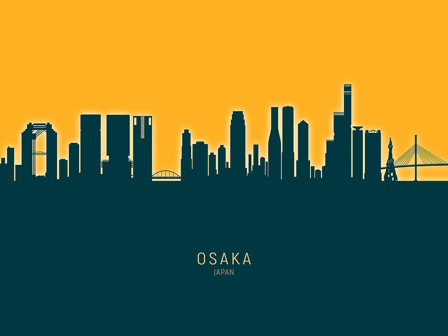Osaka Japan Skyline #32 Digital Art by Michael Tompsett