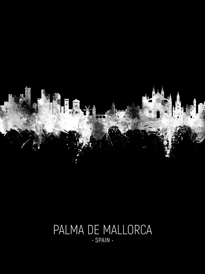 Skyline Digital Art - Palma de Mallorca Spain Skyline #32 by Michael Tompsett