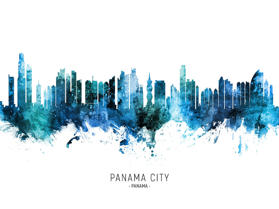 Skyline Digital Art - Panama City Skyline #32 by Michael Tompsett