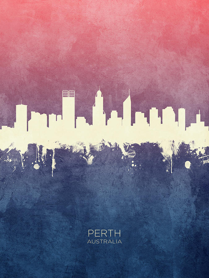Skyline Digital Art - Perth Skyline Australia by Michael Tompsett