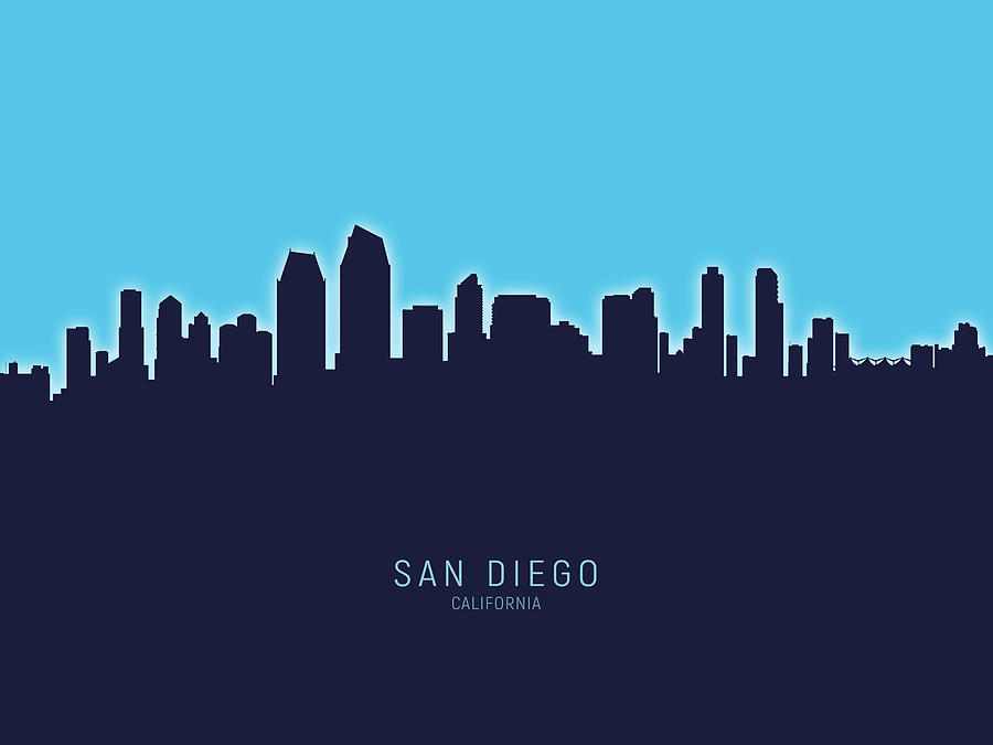 San Diego California Skyline Digital Art by Michael Tompsett - Fine Art ...