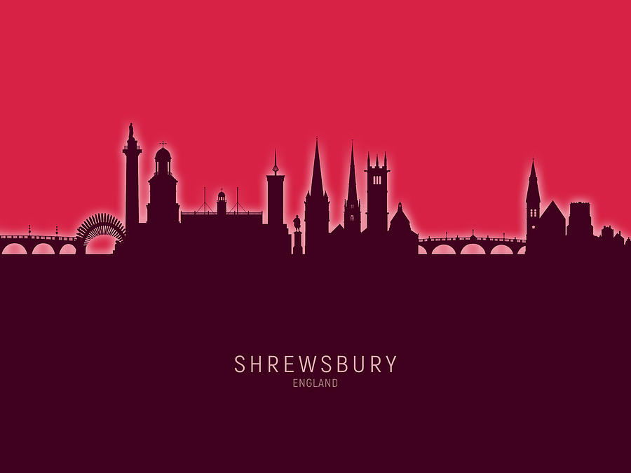 Shrewsbury England Skyline #32 Digital Art by Michael Tompsett