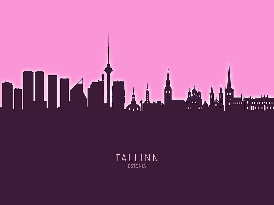 Skyline Digital Art - Tallinn Estonia Skyline #32 by Michael Tompsett