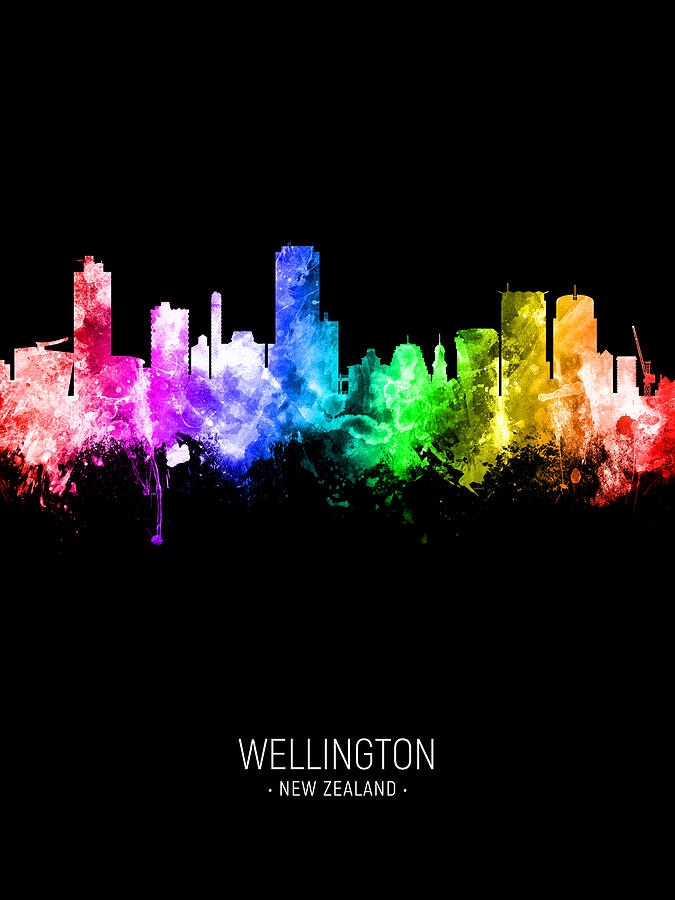 Skyline Digital Art - Wellington New Zealand Skyline #32 by Michael Tompsett