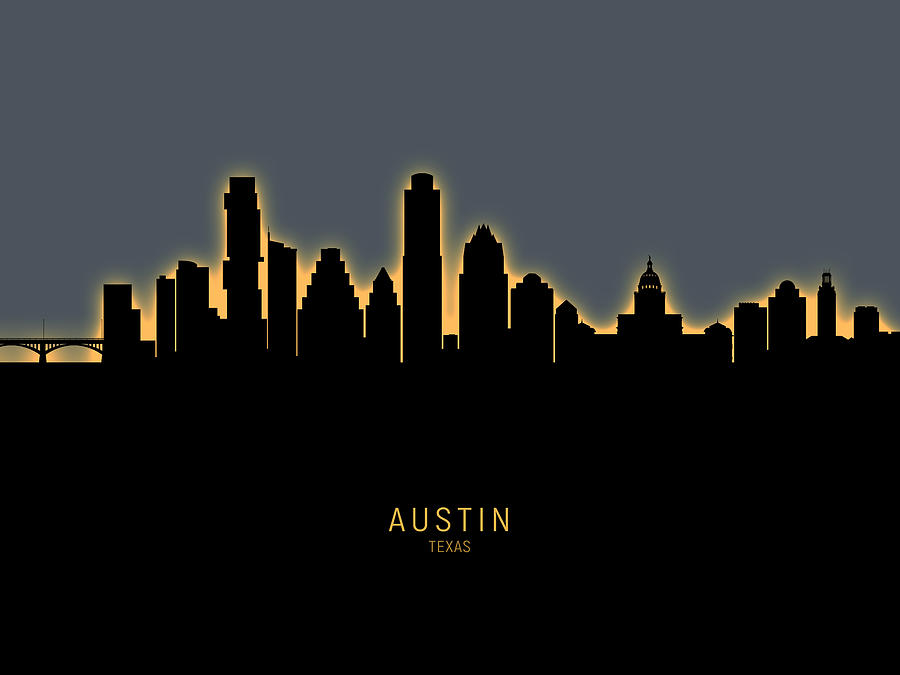 Austin Digital Art - Austin Texas Skyline #33 by Michael Tompsett