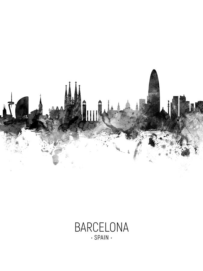 Barcelona Spain Skyline #33 Digital Art by Michael Tompsett