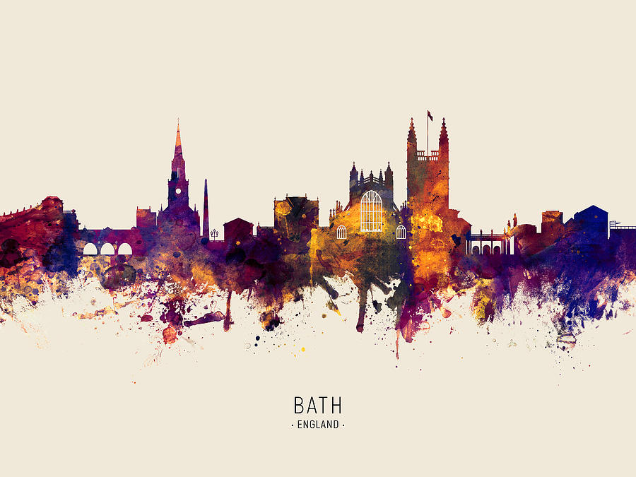 Bath England Skyline Cityscape #33 Digital Art by Michael Tompsett
