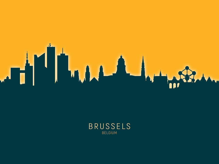 Skyline Digital Art - Brussels Belgium Skyline #33 by Michael Tompsett