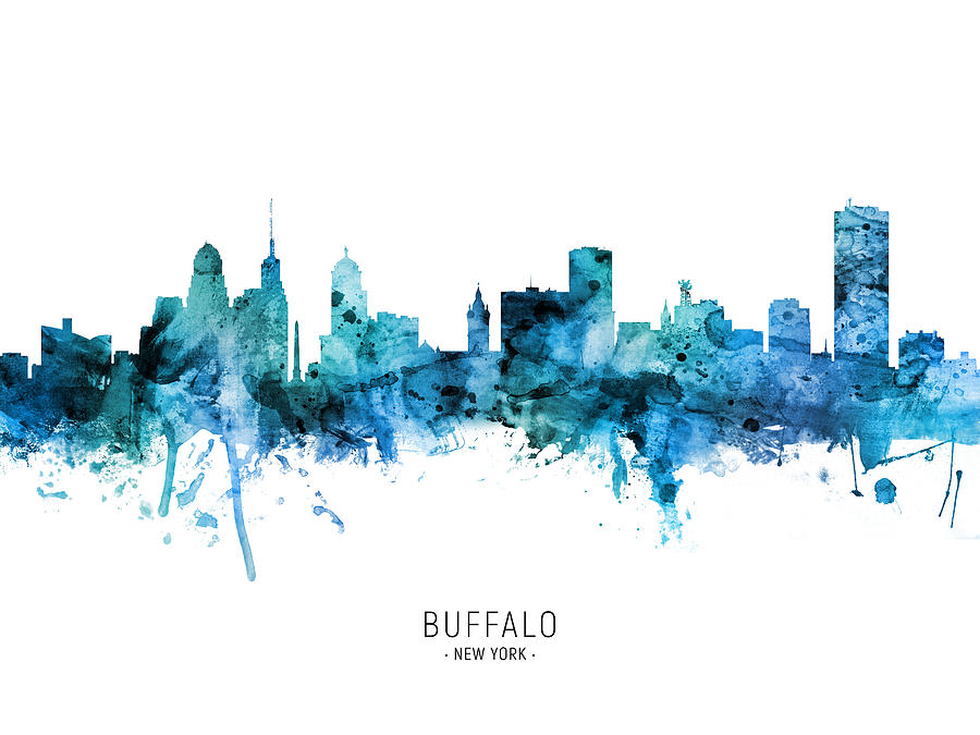 Buffalo Digital Art - Buffalo New York Skyline #33 by Michael Tompsett