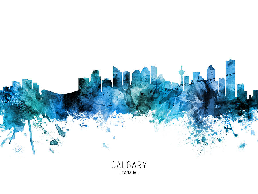 Skyline Digital Art - Calgary Canada Skyline #33 by Michael Tompsett