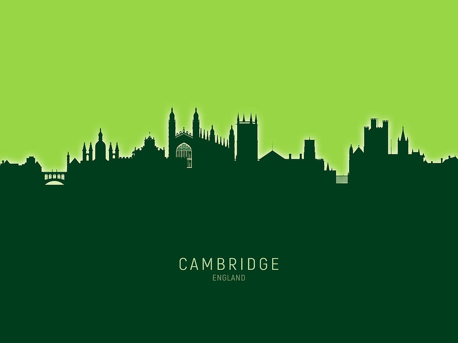 Cambridge Digital Art - Cambridge England Skyline #33 by Michael Tompsett