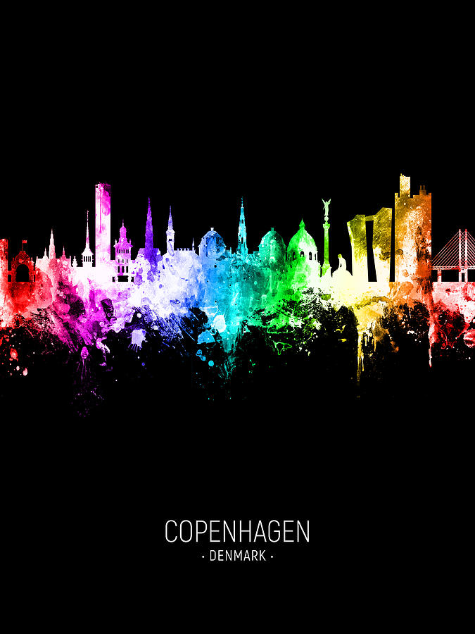 Skyline Digital Art - Copenhagen Denmark Skyline #33 by Michael Tompsett