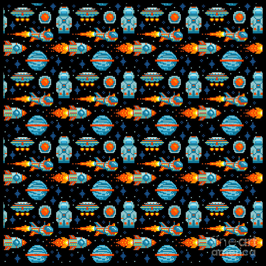 Planet Digital Art - Galaxy Space Pattern Astronaut Planets Rockets #33 by Mister Tee