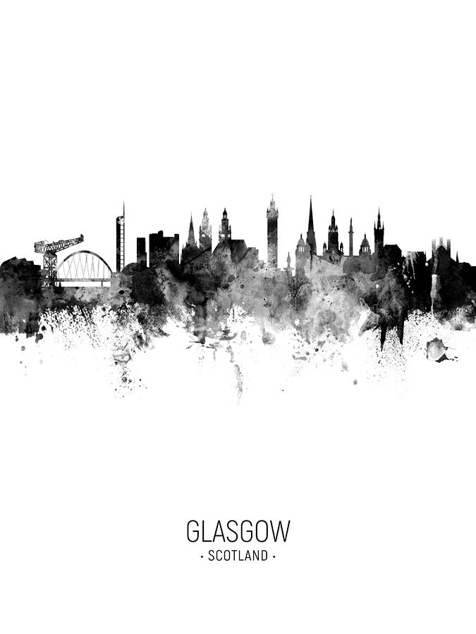 Skyline Digital Art - Glasgow Scotland Skyline #33 by Michael Tompsett