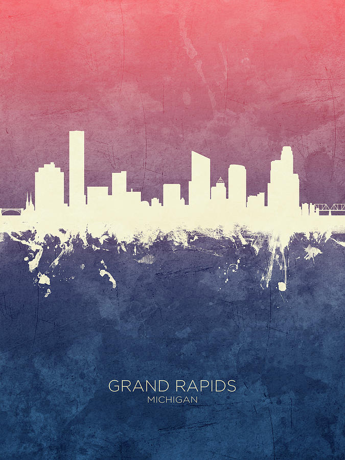 Grand Rapids Michigan Skyline #33 Digital Art by Michael Tompsett