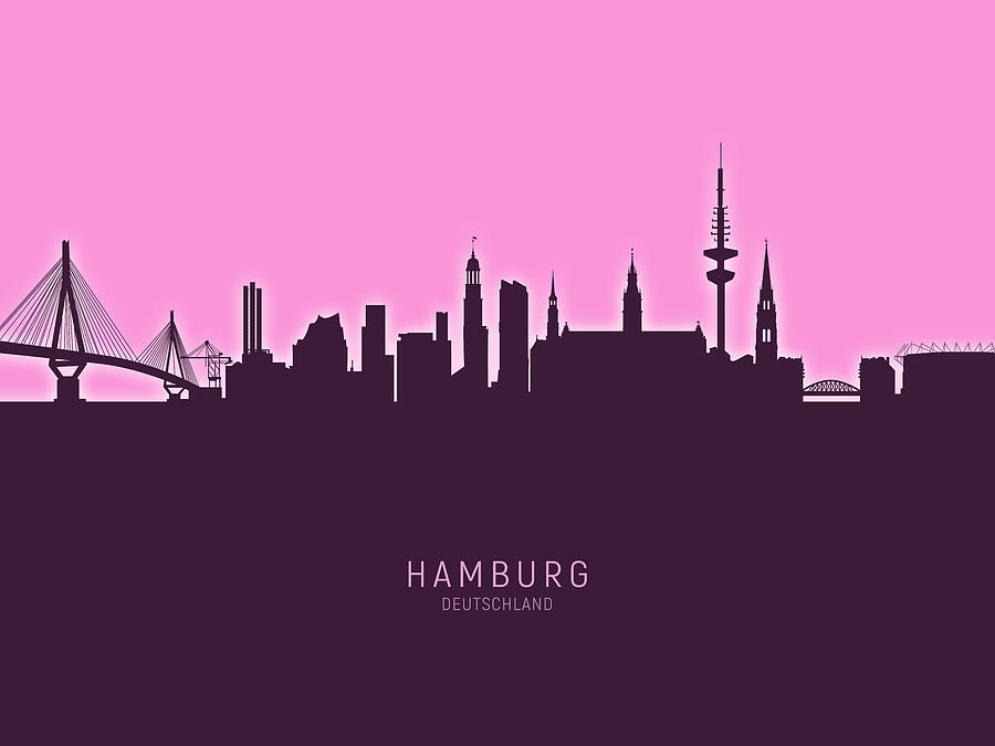 Hamburg Germany Skyline #33 Digital Art by Michael Tompsett