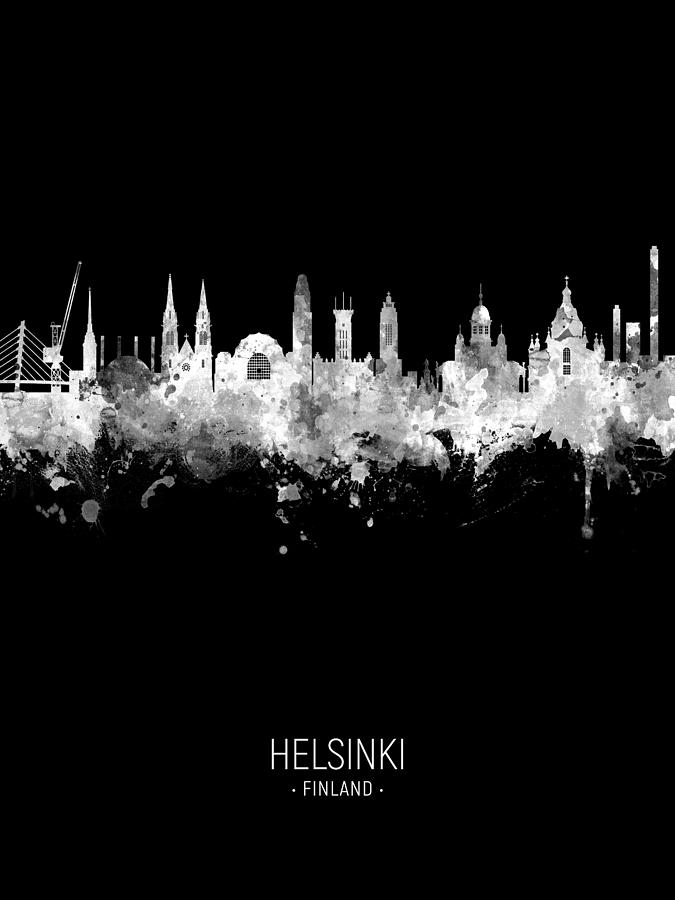 Skyline Digital Art - Helsinki Finland Skyline #33 by Michael Tompsett