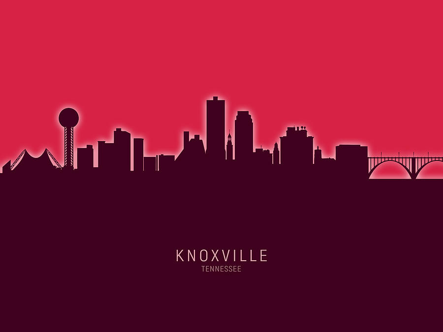 Knoxville Digital Art - Knoxville Tennessee Skyline #33 by Michael Tompsett