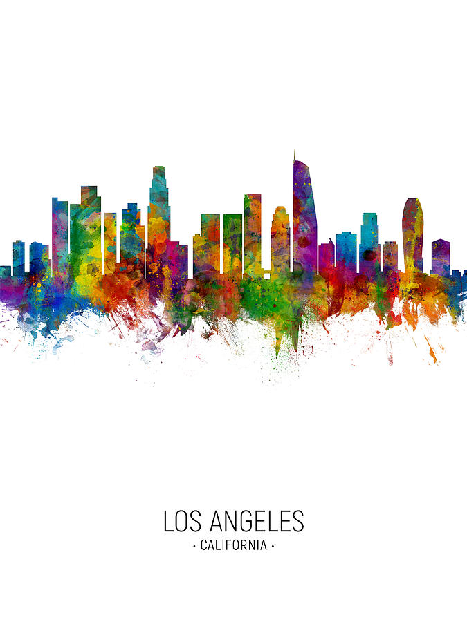 Los Angeles California Skyline #33 Digital Art by Michael Tompsett