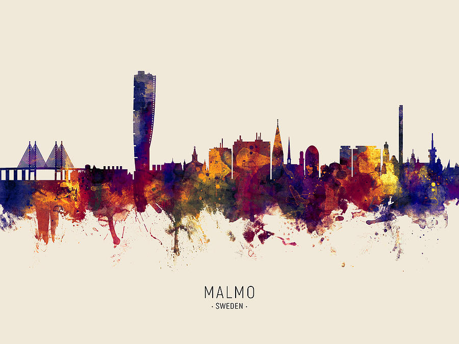 Malmo Sweden Skyline #33 Digital Art by Michael Tompsett