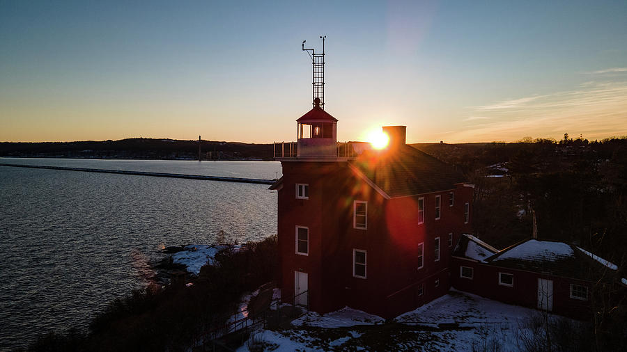 Marquette Harbor Lighthouse along Lake Superior in Marquette Michigan in the winter #33 Photograph by Eldon McGraw