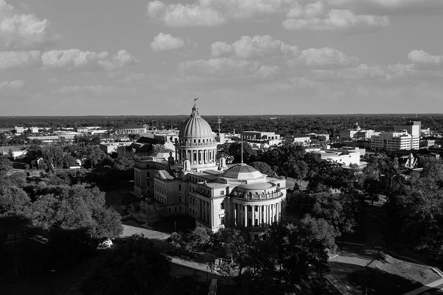 Mississippi State Capitol Building In Black And White Photograph