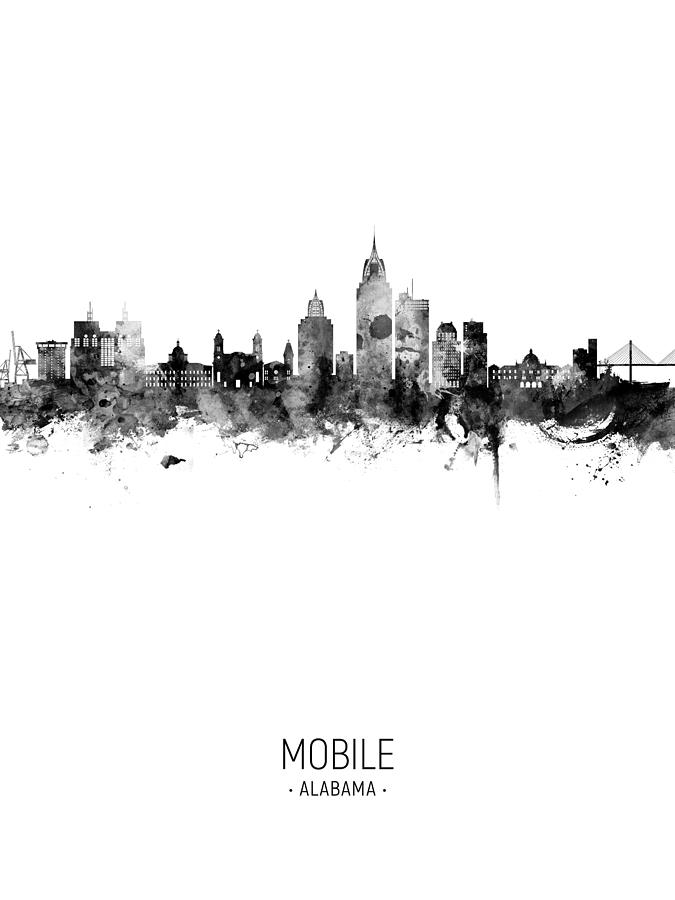 Mobile Skyline Digital Art - Mobile Alabama Skyline #33 by Michael Tompsett