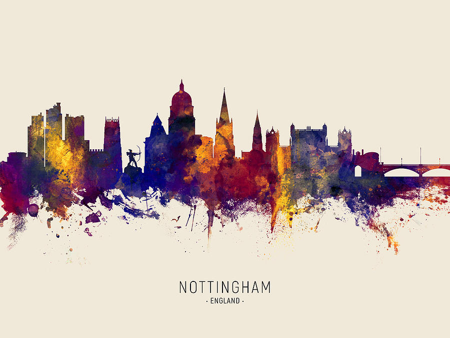 Nottingham England Skyline #33 Digital Art by Michael Tompsett