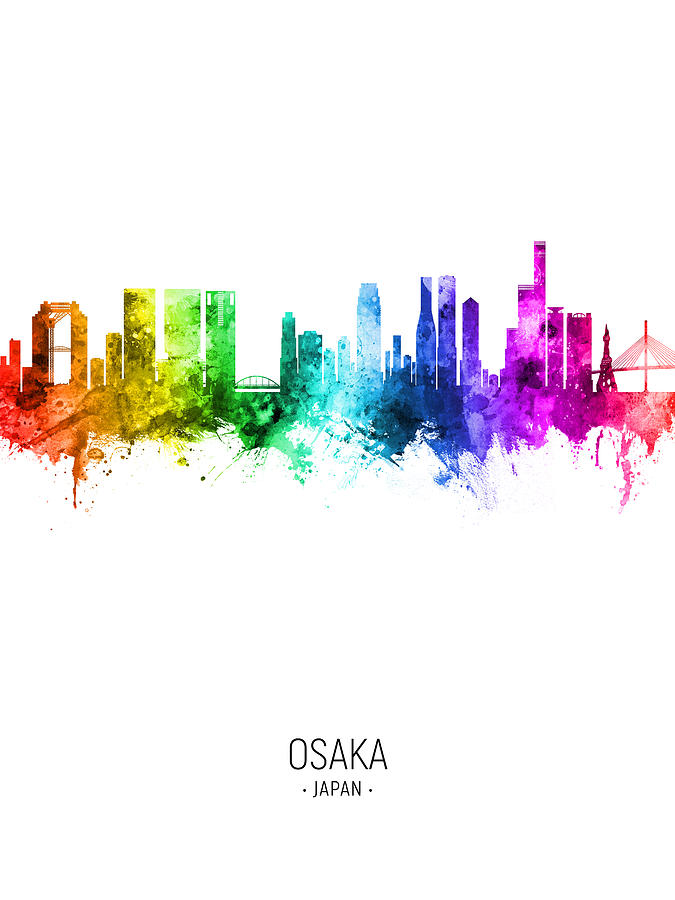 Osaka Japan Skyline #33 Digital Art by Michael Tompsett