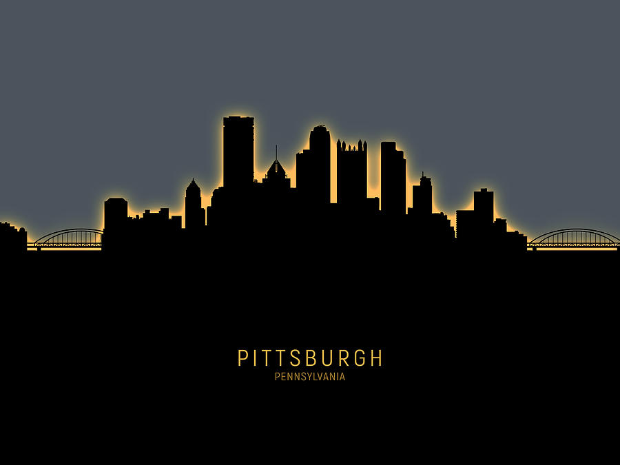 Pittsburgh Digital Art - Pittsburgh Pennsylvania Skyline #33 by Michael Tompsett