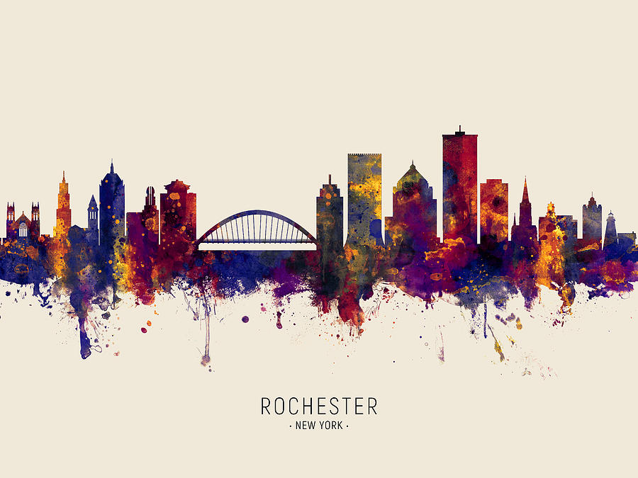 Rochester Skyline Digital Art - Rochester New York Skyline #33 by Michael Tompsett