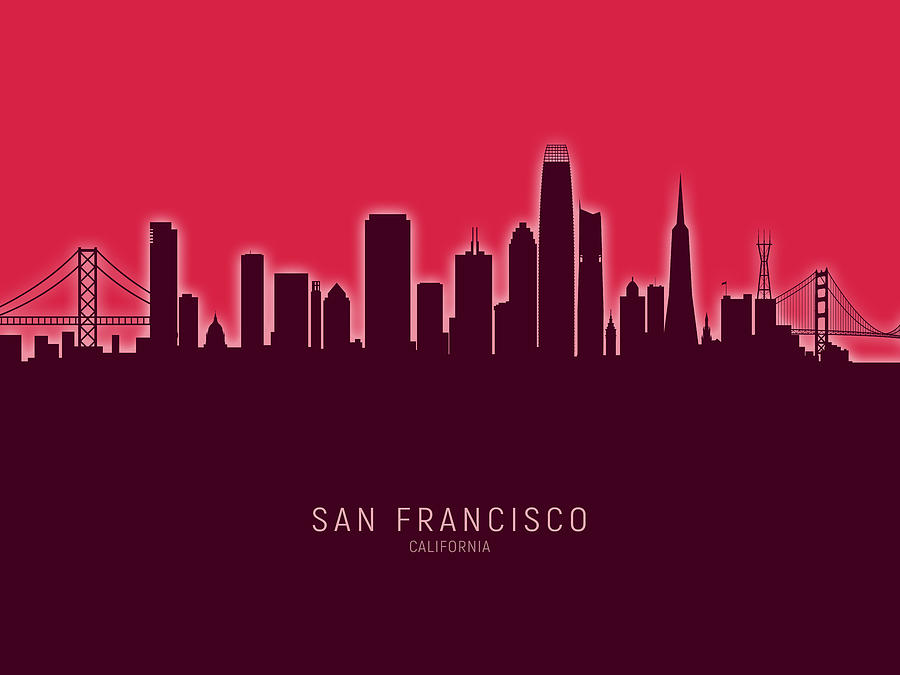 San Francisco California Skyline #33 Digital Art by Michael Tompsett
