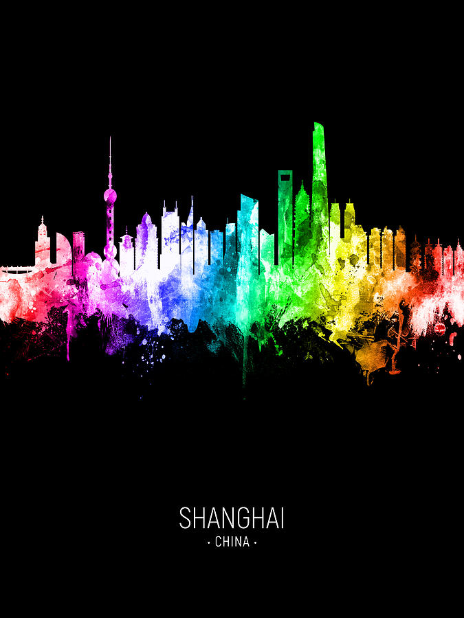 Shanghai China Skyline #33 Digital Art by Michael Tompsett