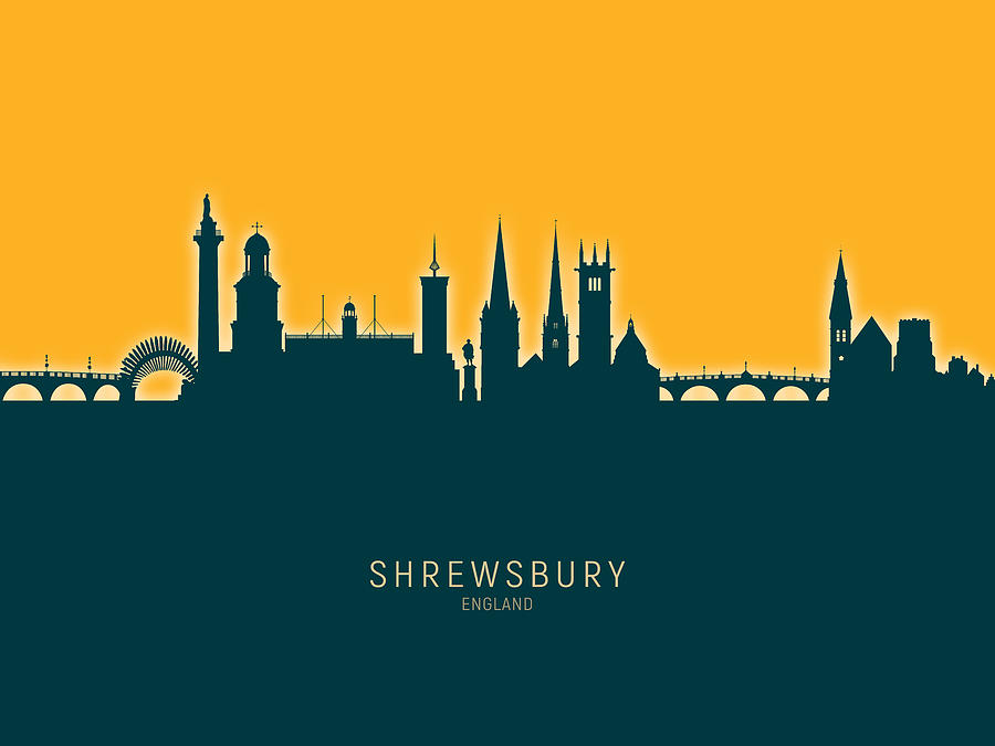 Shrewsbury England Skyline #33 Digital Art by Michael Tompsett