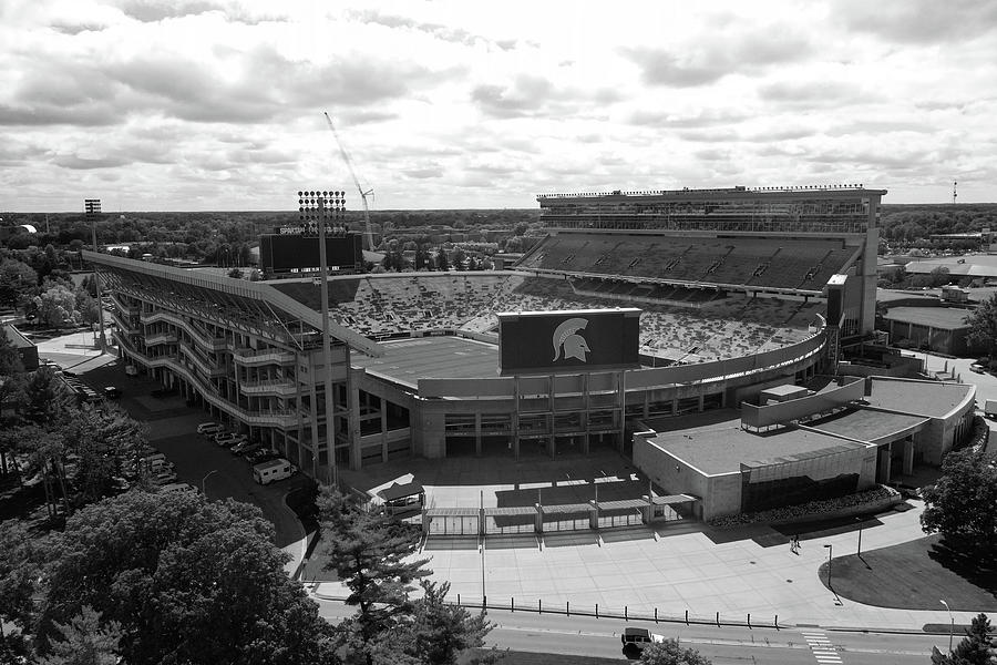 Spartan Stadium at Michigan State University in East Lansing Michigan in black and white #34 Photograph by Eldon McGraw