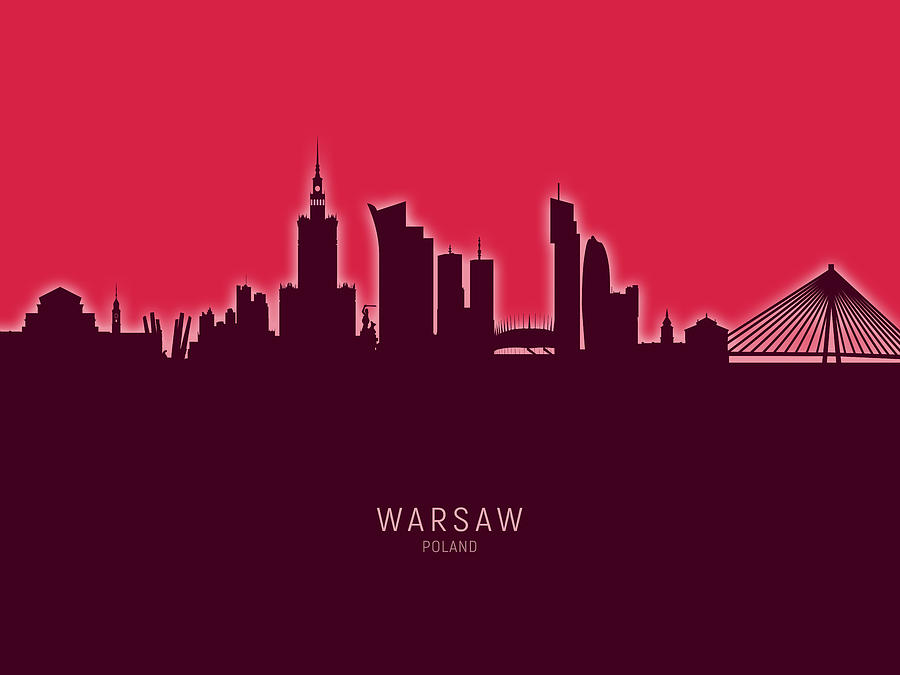 Warsaw Poland Skyline #33 Digital Art by Michael Tompsett
