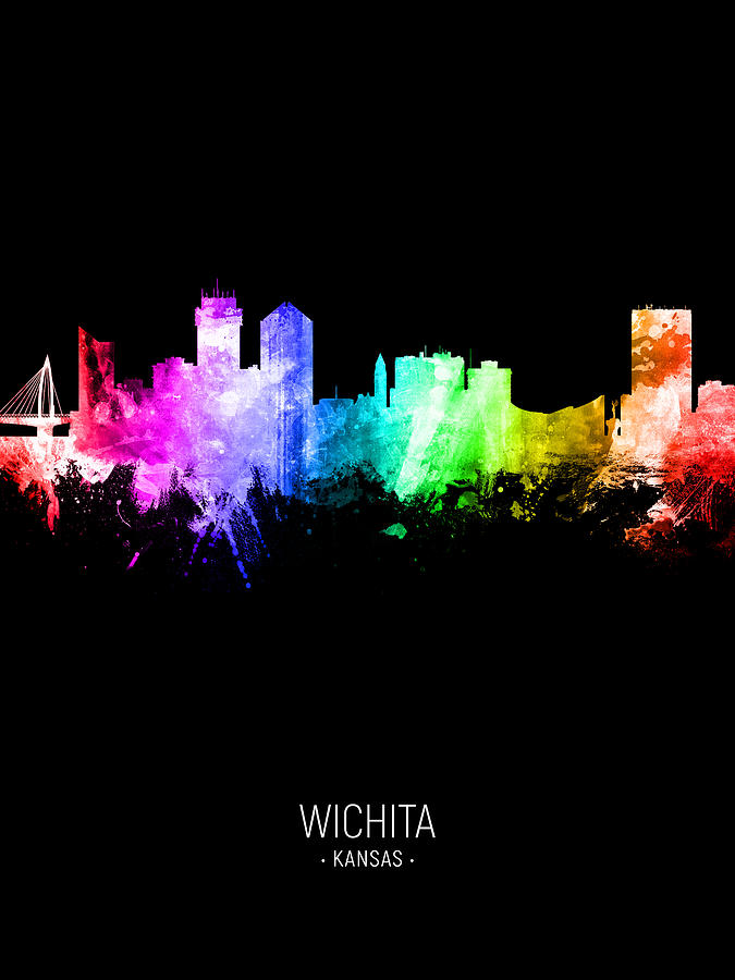 Wichita Digital Art - Wichita Kansas Skyline #33 by Michael Tompsett