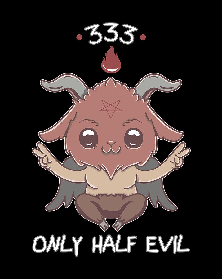333 Only Half Evil Kawaii Satan Cute Satanic Devil Baphomet Sweatshirt ...
