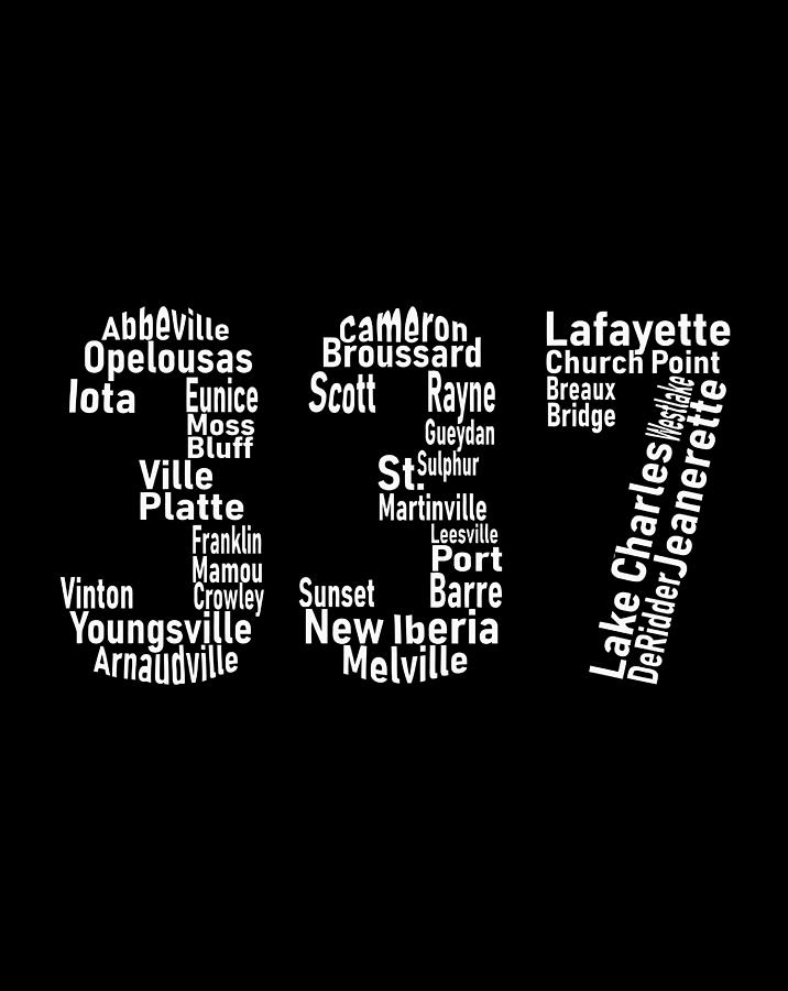 337 Lafayette Lake Charles Louisiana Acadiana Area Code Digital Art by