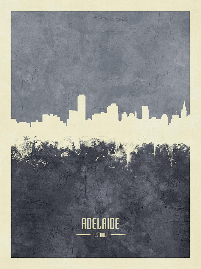 Skyline Digital Art - Adelaide Australia Skyline #34 by Michael Tompsett