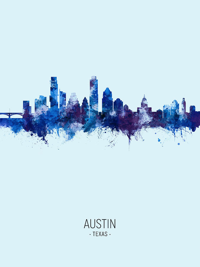 Austin Texas Skyline #34 Digital Art by Michael Tompsett