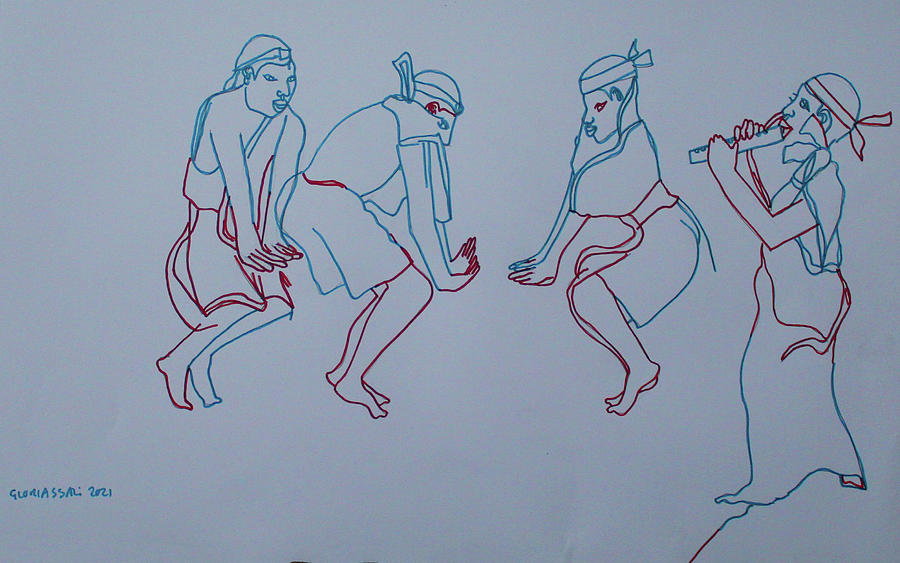 Bakiga Traditional Dance Uganda #34 Drawing by Gloria Ssali