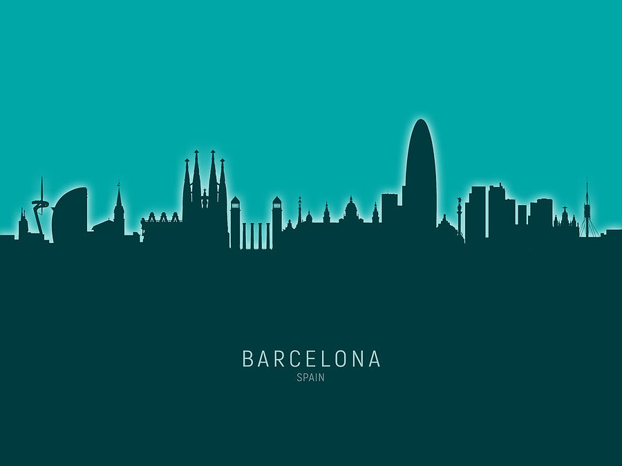 Barcelona Spain Skyline #34 Digital Art by Michael Tompsett