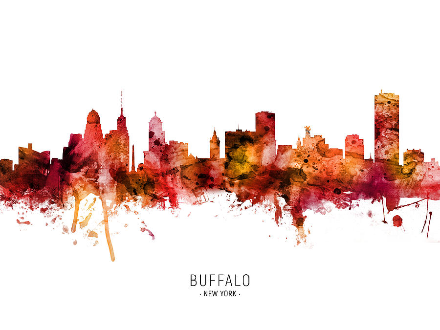 Buffalo Digital Art - Buffalo New York Skyline #34 by Michael Tompsett